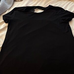 Cece Black short sleeve with lace back detail cutout Women's Top size small